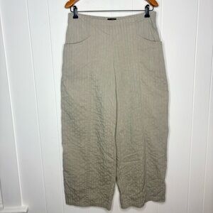 Elemente Clemente By Oska Baggy Wide Leg Pants Pleated Textured Beige Size 3 XL